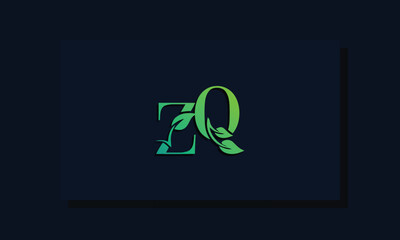 Minimal leaf style Initial ZQ logo