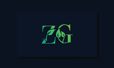 Minimal leaf style Initial ZG logo
