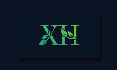 Minimal leaf style Initial XH logo