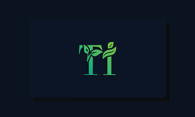 Minimal leaf style Initial TI logo