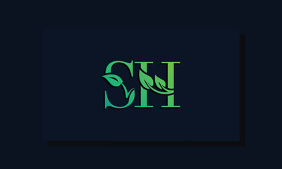 Minimal leaf style Initial SH logo