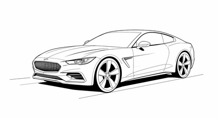 Obraz premium Artistic Outline of a Vintage Car in Fine Lineart Style Showcasing Historical Automotive Design and Elegant Silhouette