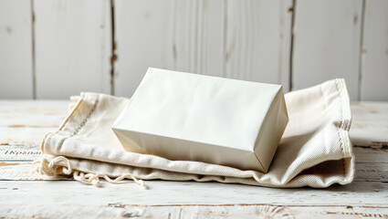 Artisan Food Packaging Mockup Blank Kraft Paper Box on Linen
