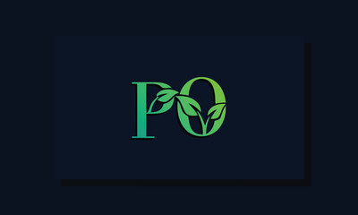 Minimal leaf style Initial PO logo