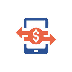 Obraz premium Mobile Money Transfer Icon with Dollar Symbol 