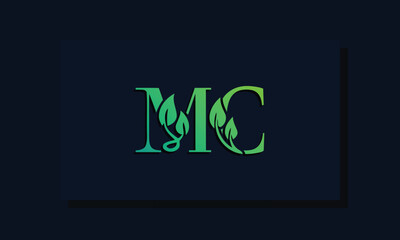 Minimal leaf style Initial MC logo