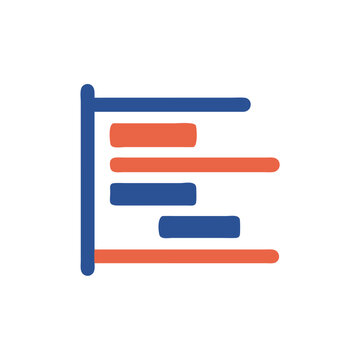 Gantt Chart Icon Minimalist Illustration in Blue and Orange Colors  