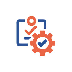Project Management Checklist Icon with Gear Symbol  