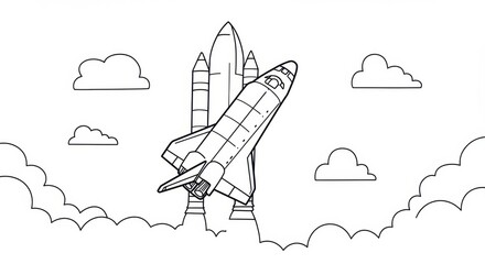 Space Shuttle Line Art for Kids Coloring Book