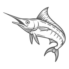 Black Marlin Line Art Illustration