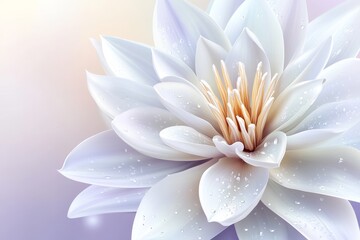 Fototapeta premium Close-up view of a delicate, luminous white lotus flower.