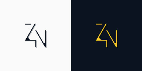 Minimalist abstract initial letters ZN logo.
