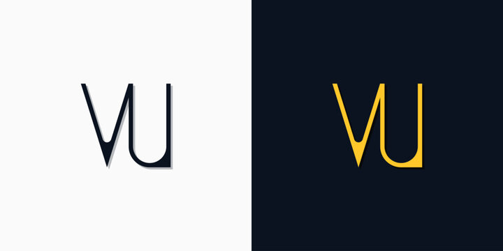 Minimalist abstract initial letters VU logo.