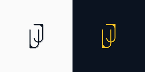 Fototapeta premium Minimalist abstract initial letters UJ logo.
