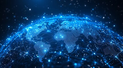 Obraz premium Digital Earth with Glowing Network Connections