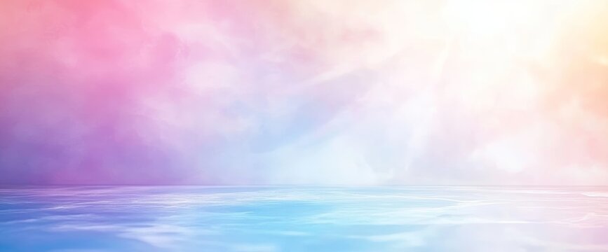 A studio room interior featuring a smooth blue and purple color gradient serves as a minimalist background for empty photographic limbo space, ideal for product photography or goods presentation