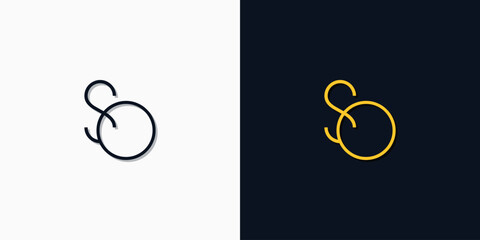 Minimalist abstract initial letters SO logo.