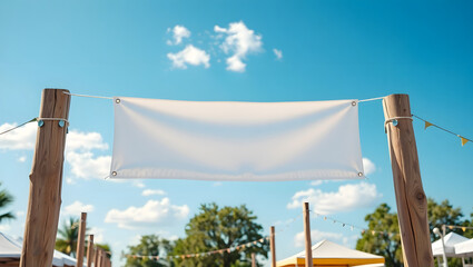 Blank Summer Festival Banner Mockup Outdoor Event Advertising