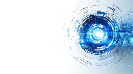 Obraz premium Futuristic digital interface with circular blue elements on a white background