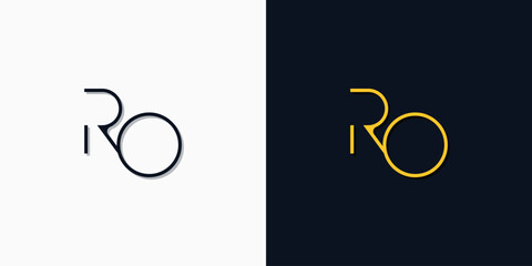 Minimalist abstract initial letters RO logo.