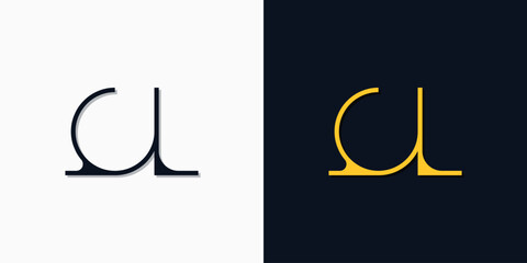 Naklejka premium Minimalist abstract initial letters QL logo