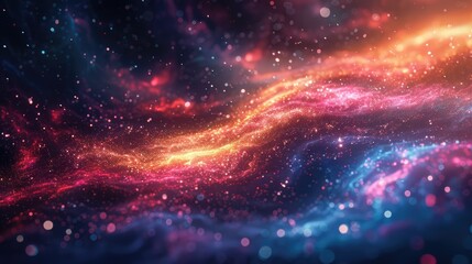 Obraz premium Futuristic digital waves with pink and purple glowing particles. Abstract technology. Background image of digital wave flowing and waving with glowing particle or Close up of energy wave. AIG51.