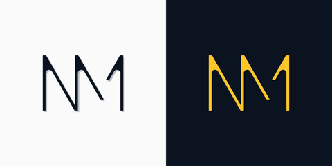 Obraz premium Minimalist abstract initial letters NM logo