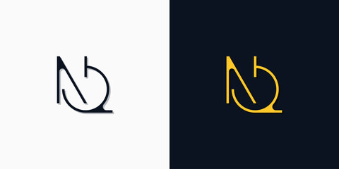 Minimalist abstract initial letters NQ logo
