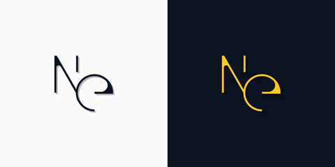 Minimalist abstract initial letters NE logo