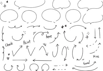 ベクターのペンの手書きの矢印セット 黒 矢印ハート装飾要素線画手描きスケッチ