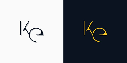 Minimalist abstract initial letters KE logo