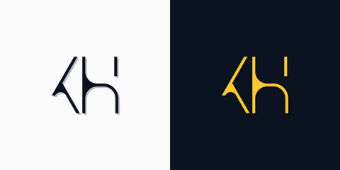 Minimalist abstract initial letters KH logo