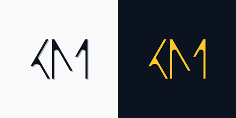 Minimalist abstract initial letters KM logo