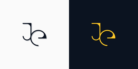 Minimalist abstract initial letters JE logo