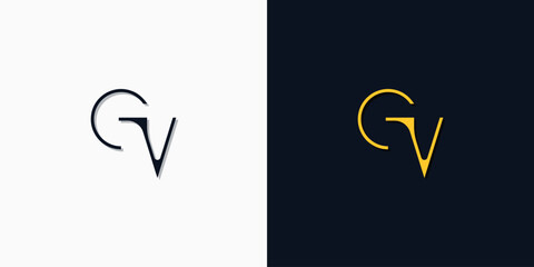 Minimalist abstract initial letters GV log