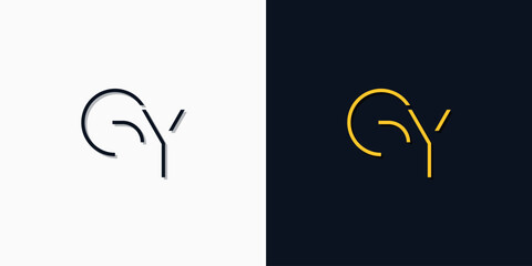 Minimalist abstract initial letters GY log