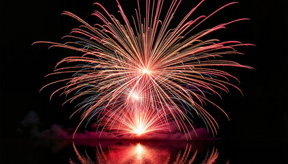 Fototapeta premium Colorful fireworks bursting over a dark sky 