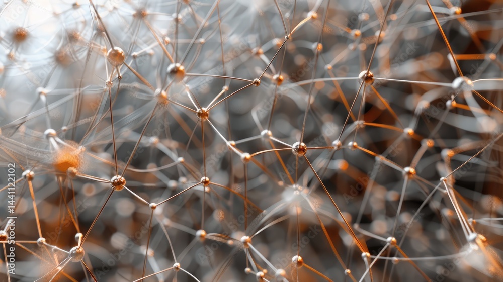 Poster a close-up view of an abstract network model illustrating connections and parameters. this dynamic i