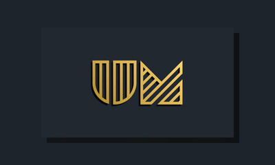 Elegant line art initial letter  UM  logo. © Gfxvect Pro