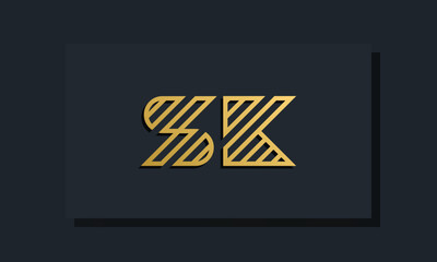 Elegant line art initial letter  SK  logo.