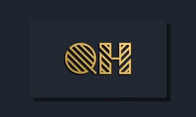 Elegant line art initial letter QH logo.