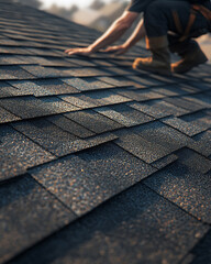 Roofing Contractor Installing Asphalt Shingles