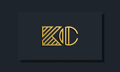 Elegant line art initial letter  KC  logo.