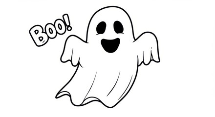 Friendly Ghost Outline for Coloring