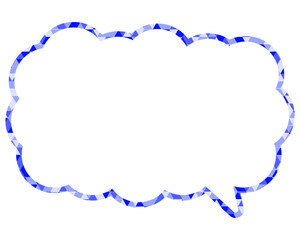 ステンドグラス風吹き出し　三角形模様　細長い雲形