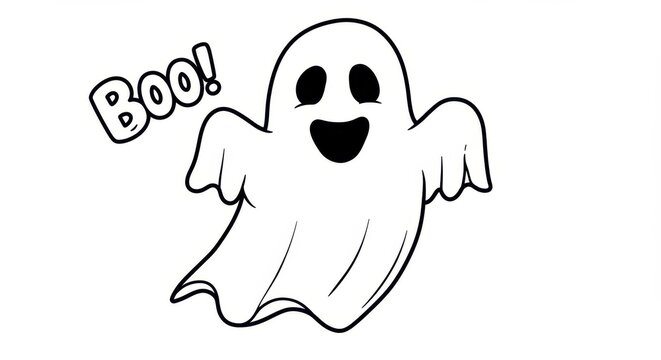 Friendly Ghost Outline for Coloring