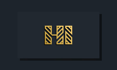 Elegant line art initial letter  HI  logo.