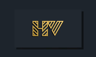 Elegant line art initial letter  HV  logo.