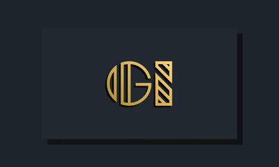Elegant line art initial letter  GI  logo.