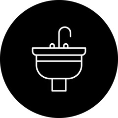 Sink Vector Black Circle Icon Design